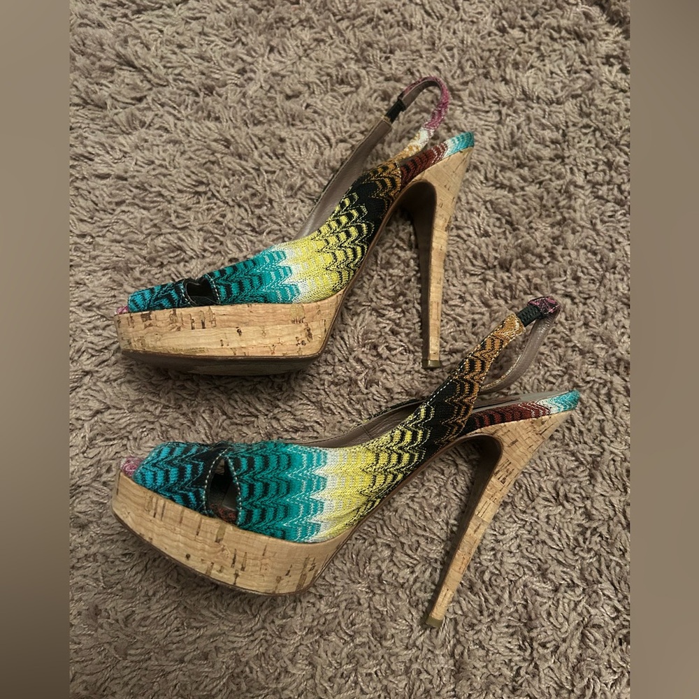 Missoni vintage Multicolor Platform Slingback Heels